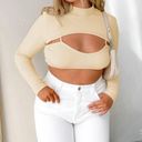 Beginning Boutique Tan Crop Sweater Top Photo 0