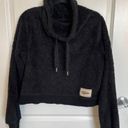 Hollister  Women's Cropped Sherpa Fuzzy Long Sleeve Black Pullover Large (T163) Photo 4