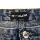Pretty Little Thing  High Waisted Wide Leg Jeans Light Blue Washed Size 18 Photo 1