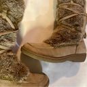 Krass&co Mossimo Suppy  Fur covered Women’s Adjustable Lace up Boots size 7 light brown Photo 4