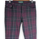 Ralph Lauren Lauren  Tartan Plaid Denim Jeans Womens 8 Petite Modern Straight Photo 1