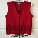 Woolrich Ruby Red Wool Beaded Zip Up Sweater Vest Medium Photo 0