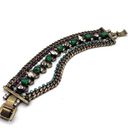 Stella & Dot  Women's Triple Chain Rhinestones Bracelet emerald stunning cocktail Photo 0