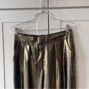 Elizabeth and James  Metallic Gold Hawke Pleated Straight Leg Lame Trousers Pants 2 Photo 1