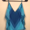 BCBGMAXAZRIA  Women’s Silk Y2K Style Drape Sides Multi Blue Cowl Neck Tank Top Photo 3