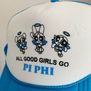 VTG 90s y2k blue trucker hat sorority power puff girls pi phi one size adjust Photo 9