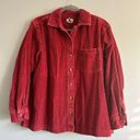 Vintage L.L. Bean Corduroy Shacket Button Up Long Sleeve Shirt Red Women’s LP Size undefined Photo 1