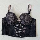 Victoria's Secret Victoria’s Secret Black Lightly-Lined Lace-Up Corset Top Size M Photo 2