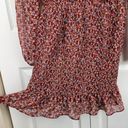 The Row  A Burgundy Floral Long Sleeve Ruffle Smoked Dress Long Sleeve Size L Photo 9