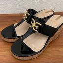 Sam Edelman  Yardlie Black Patent Cork Wedge Platform Sandals Size 6.5 Photo 2