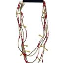 Torrid NEW  Multilayered Beaded Necklace with Tassels Burgundy Olive Gold Boho Photo 2