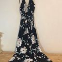 June and Hudson Black Floral V-neck Halter Maxi Dress Photo 0