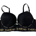 Bebe Womens Black  Logo Lace Underwire Padded Push Up Bra Size 34C​​​ Photo 0