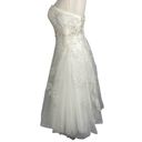 Oleg Cassini  Strapless Tulle Embellished Tea Length Ivory Wedding Gown size 6 8 Photo 2