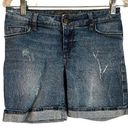 ZARA  Distressed Cuffed Long Line Denim Shorts Photo 0