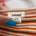 Garage  Black, White, Pink, and Orange Striped Cropped Tee Shirt Photo 2