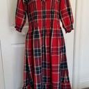 Hill House  Louisa Nap Red Tartan Paid Short Sleeve Midi Dress 100% Cotton 2XL Photo 0