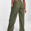 Stradivarius STR Green Parachute Wide Leg Straight Drawsting Pants Baggy Slouchy Army Olive S Photo 1