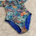 Bleu Rod Beattie  Sz 6 Floral Modest Off the Shoulder One Piece Swimsuit Photo 6