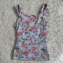 Arden B  Small Y2K Blue Pink Floral Ruffle Mesh Tank Top Coquette Rose Photo 2