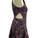 Parker  Black with Red Floral Fit and Flare Rayan Dress Size Small New Photo 4