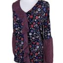 August Silk Women's Blouse MEDIUM Multicolor Floral Pattern Front Ruffles Photo 2