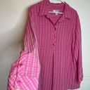 cj banks  Pink Striped Barbie Tunic Henley Top With Pockets! Size 2X Photo 7