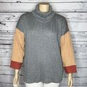 Suzanne Betro  Weekend NWT 2X Gray - Pink Colorblock Cowl Neck Cableknit Sweater Photo 0