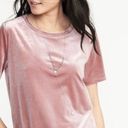 Old Navy  Light Pink Velvet Short Sleeve Blouse S Photo 0