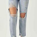 Risen  Straight Leg Jeans Size 26 Distressed High Waisted Light Wash Ankle Relax Photo 1