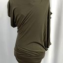 Lucy Paris New Lucy & Co Petal One Shoulder Dolman Tunic Embellished Mini Dress Green M/L Photo 7