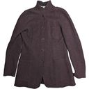 DKNY Vtg 1990s  Plum Purple Button Up High Collar Wool Cardigan Sweater Jacket M Photo 0