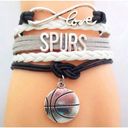 infinity New San Antonio Spurs Multi-Cord Silver & Black Adjustable  Bracelet Photo 0