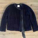 Rebecca Taylor  textured knit wool long sleeve leather tassels jacket Photo 1