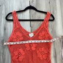 Free People  M Orange Beachy Boho Floral Crochet Knit Sheer Top Photo 1