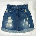 NanaMacs Mini Distressed Ruffle Band Denim Skirt Photo 5