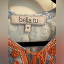 Bella Tu Bandana Floral Cotton embroidered split neck tunic top size Medium Photo 1