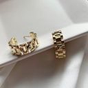 18K Gold link chunky hoop earrings Photo 2