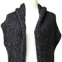 CAbi  Long Sweater Cardigan Roll Neck Fringe Hem Dark Grey Women’s Size Medium Photo 4