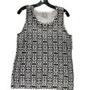 Chico's  Womens Size 2 US Large Tank Top Shirt Black White Scoop Neck Stretch Photo 0