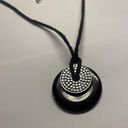 Cookie Lee Signed  Costume Necklace Black / Silver Tone Photo 3