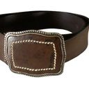 Amanda Smith Vtg  genuine leather chocolate brown cowgirl belt metal buckle Sz L Photo 0
