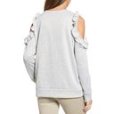 Caslon  Ruffle Trim Cold Shoulder Sweatshirt - Gray - Small Photo 16