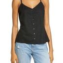 Treasure & Bond  Womens Button Front V-Neck Linen Blend Cami Top Black Medium NWO Photo 0