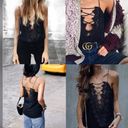 Cami NYC  The Charlie Black Silk Lace Tank Top Photo 7