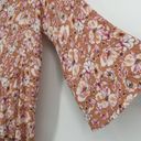 Rachel Zoe  Boho Orange Floral Top Long Bell Sleeves High Low Hem Size L Photo 3