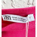 ZARA NWT  Spaghetti Strap Ribbed Knit Tube Crop Cami Top Hot Pink Women's Size M Photo 2