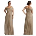 Oleg Cassini  pleated metallic off-the-shoulder dress in Gold size 4 Photo 1