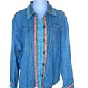 Tantrums Blue Denim Rick Rack & Ribbon Jacket 100% Cotton Womens Size XL Photo 0