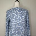 Everly  Floral Blue Front Tie Swiss Dot Flared Sleeves Top Photo 9